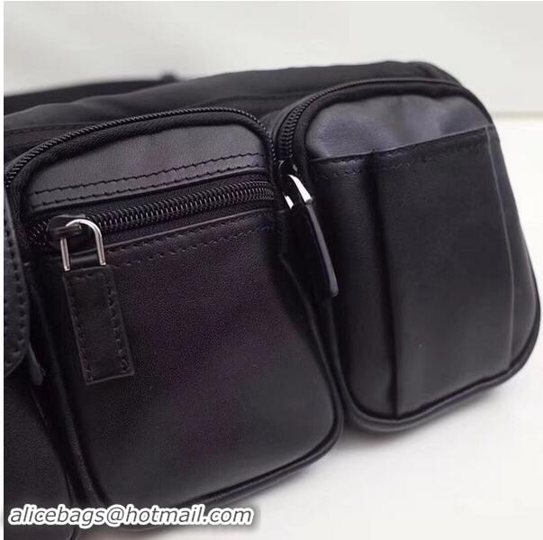 Buy Imitation Prada Nylon And Leather Belt Bag VA0258 Black