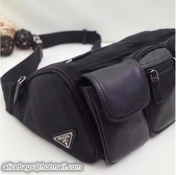 Buy Imitation Prada Nylon And Leather Belt Bag VA0258 Black