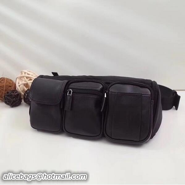 Buy Imitation Prada Nylon And Leather Belt Bag VA0258 Black