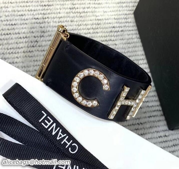 Best Chanel Cuff Bracelet AB0647 Black 2019