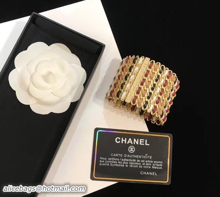 Classic Specials Chanel Metal & Lambskin Cuff Bracelet AB1444 2019