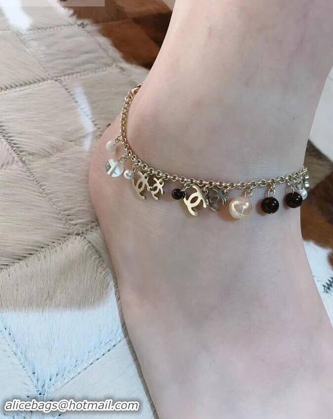 Sumptuous Chanel Metal & Glass Pearls Anklet AB0983 2019