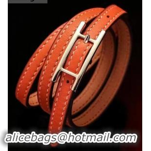 Luxury Hermes Quilting Leather Bracelet/Choker 721121 Orange/Gold