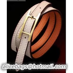 Stylish Hermes Quilting Leather Bracelet/Choker 721121 White/Gold