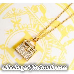 Charming Hermes Kelly Bag Pendant Necklace 721123 Gold