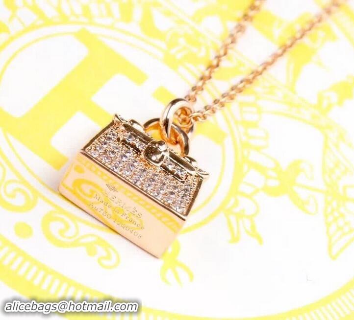 Fashion Hermes Kelly Bag Pendant Necklace 721123 Rose Gold