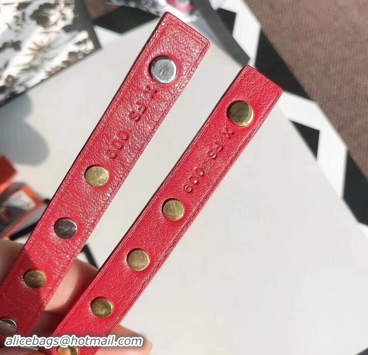 Cheap Price Hermes Studs Leather Bracelet with Silver Buckle 721125 Red