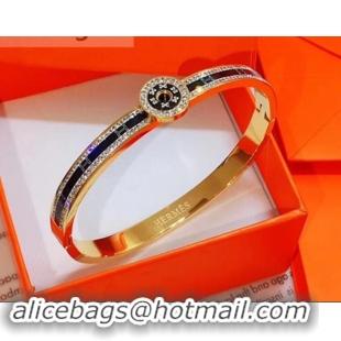  Good Looking Hermes Crystal Logo Bracelet 721128 Gold