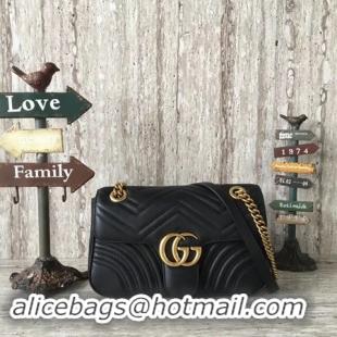 Top Quality Gucci GG Marmont Matelasse Leather Shoulder Bag 443497 Black