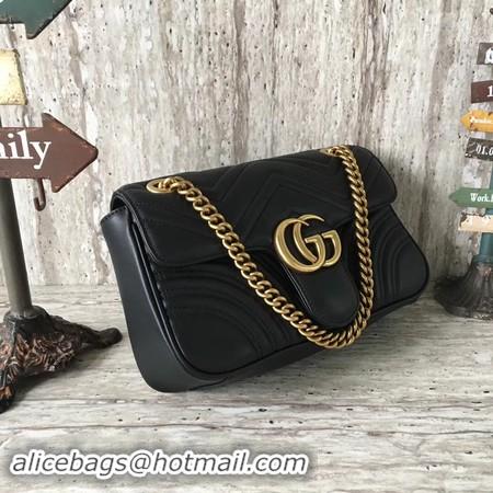 Top Quality Gucci GG Marmont Matelasse Leather Shoulder Bag 443497 Black