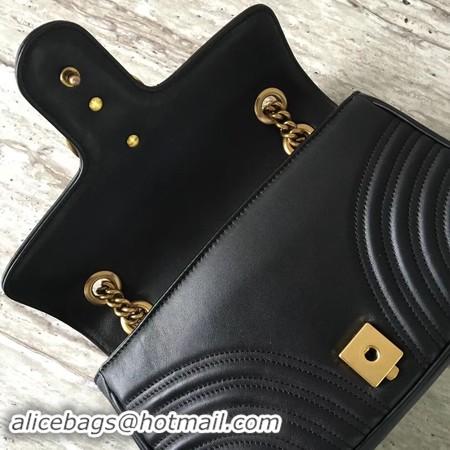 Top Quality Gucci GG Marmont Matelasse Leather Shoulder Bag 443497 Black