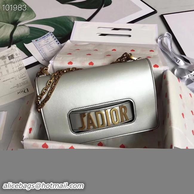 Traditional Discount Dior Jadior Flap Bag with Chain Calfskin M9000C silver