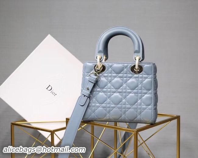 Discount Fashion Dior lucky badges Original sheepskin Tote Bag A88035 sky blue