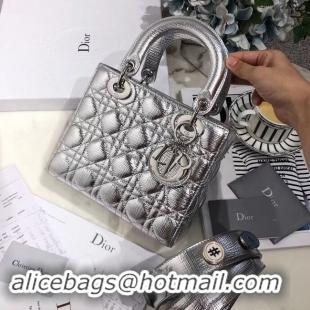 Cheapest Dior lucky badges Original sheepskin Tote Bag A88035 silver