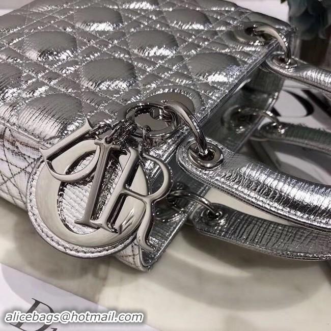 Cheapest Dior lucky badges Original sheepskin Tote Bag A88035 silver