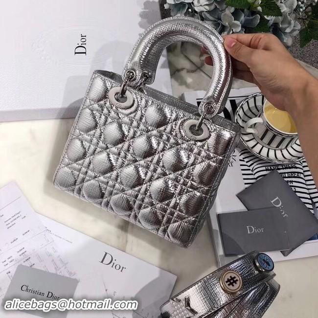 Cheapest Dior lucky badges Original sheepskin Tote Bag A88035 silver