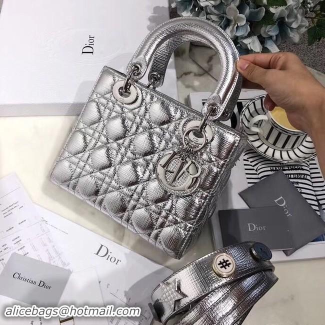 Cheapest Dior lucky badges Original sheepskin Tote Bag A88035 silver