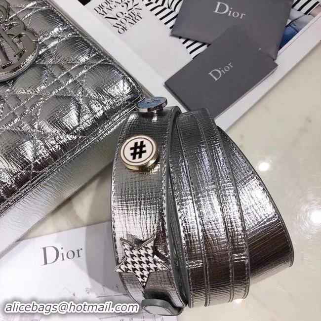 Cheapest Dior lucky badges Original sheepskin Tote Bag A88035 silver