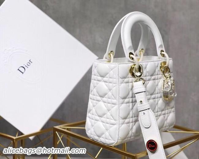 Inexpensive Dior lucky badges Original sheepskin Tote Bag A88035 white