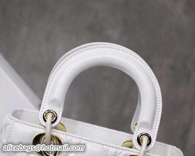 Inexpensive Dior lucky badges Original sheepskin Tote Bag A88035 white