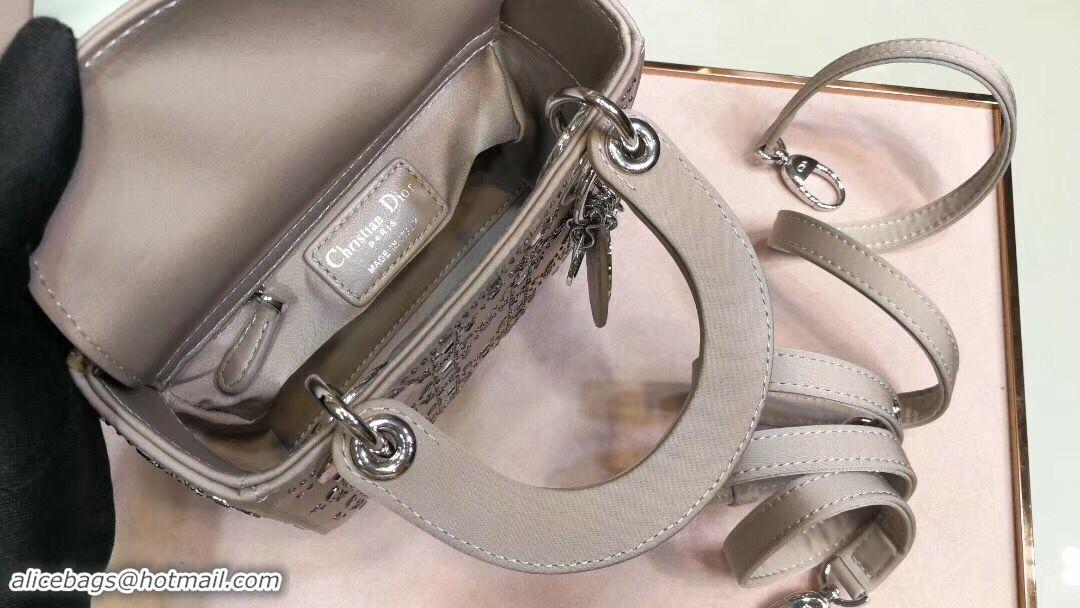 Cheapest Dior Lady Original Silk Satin-Encrusted Satchel Bag 2369 Gray