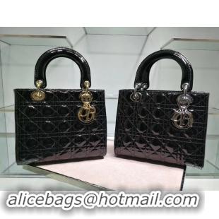 Best Price Lady Dior Bag Patent Cannage Calfskin Original Leather CAL44550 Black