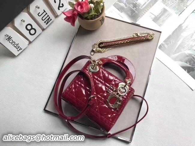 Reproduction Dior MINI LADY DIOR CALFSKIN BAG M0505O burgundy