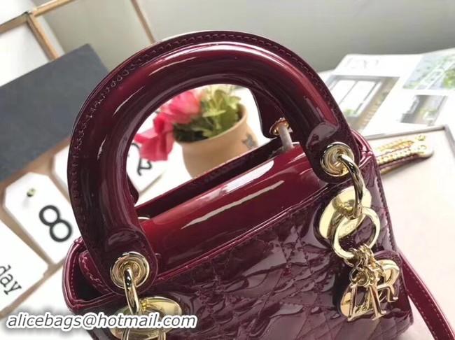 Reproduction Dior MINI LADY DIOR CALFSKIN BAG M0505O burgundy