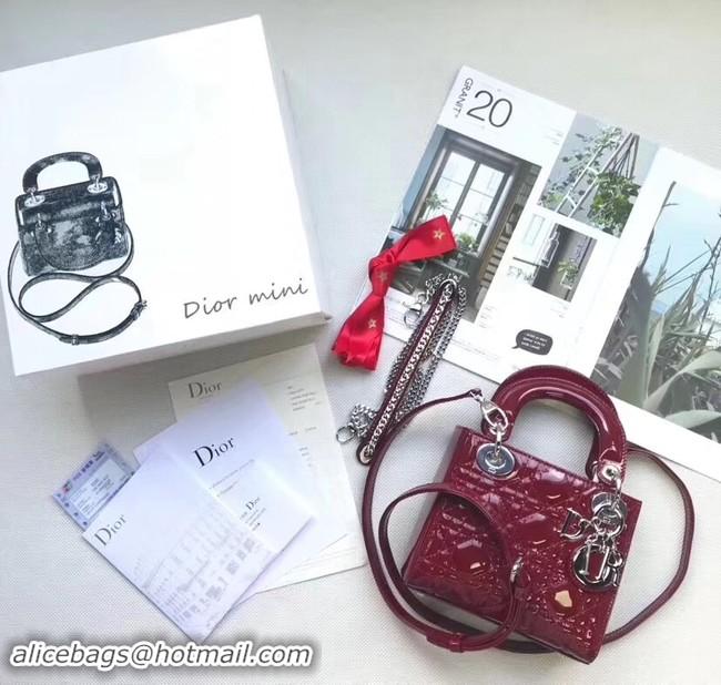 Buy New Cheap Dior MINI LADY DIOR CALFSKIN BAG M0505O burgundy