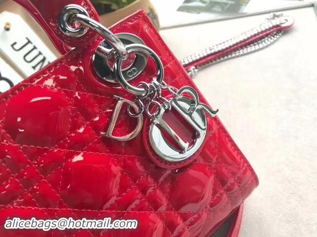 Grade Quality Dior MINI LADY DIOR CALFSKIN BAG M0505O cherry red