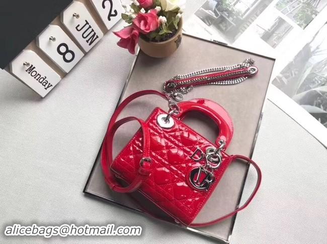 Grade Quality Dior MINI LADY DIOR CALFSKIN BAG M0505O cherry red