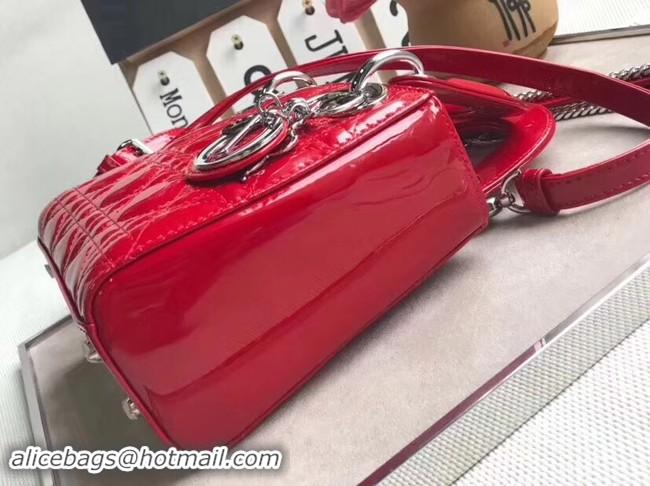 Grade Quality Dior MINI LADY DIOR CALFSKIN BAG M0505O cherry red