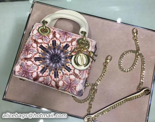 Inexpensive MINI LADY DIOR EMBROIDERED BAG M0598CRMH-4