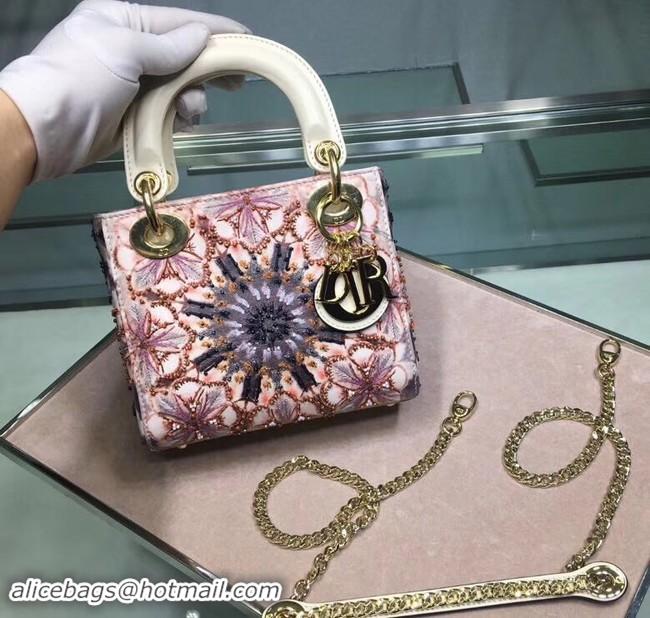 Inexpensive MINI LADY DIOR EMBROIDERED BAG M0598CRMH-4