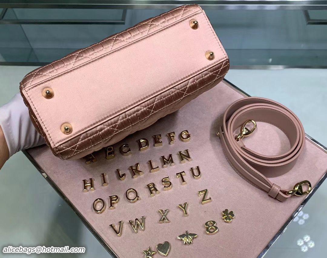 Recommended Dior Lady Original Silk Pink Bag 2369 Diamond Gold