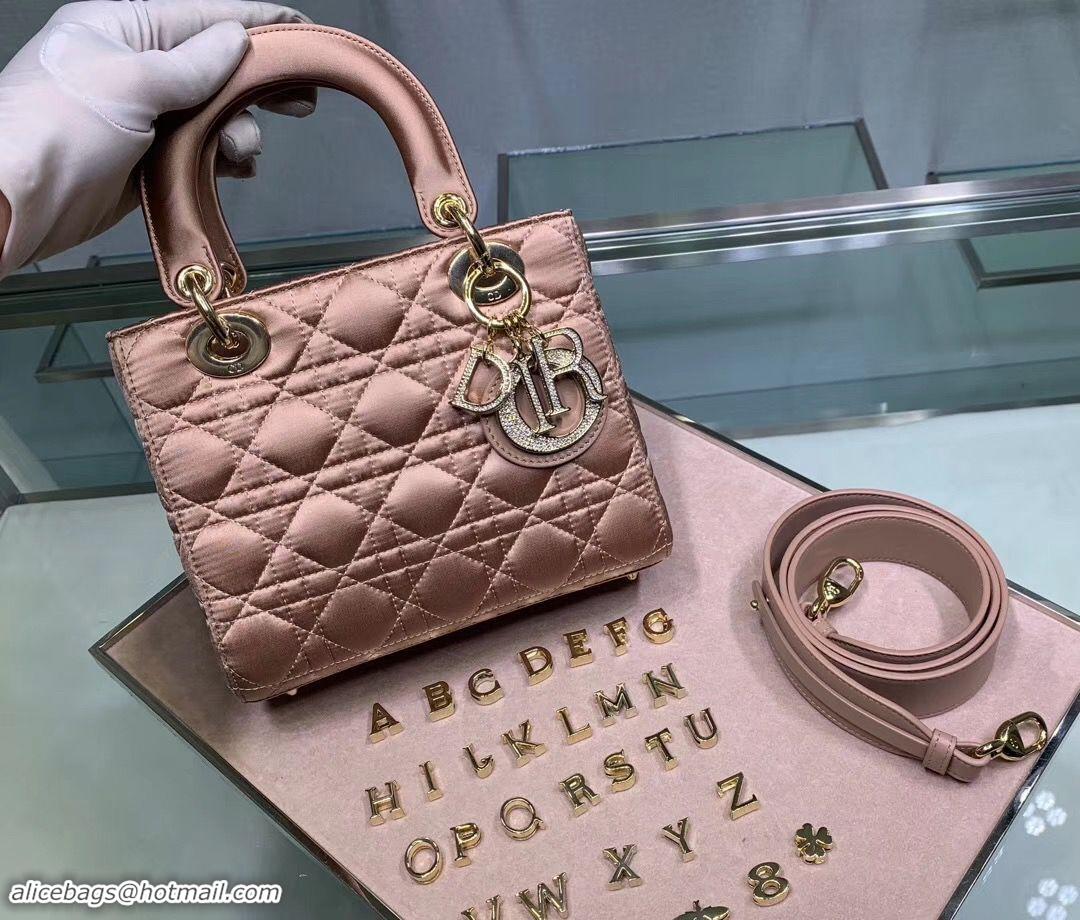 Recommended Dior Lady Original Silk Pink Bag 2369 Diamond Gold