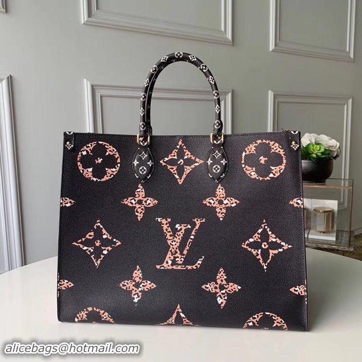 Louis Vuitton Monogram Canvas Leopard Print Onthego Tote Bag M44674 Black/White 2019