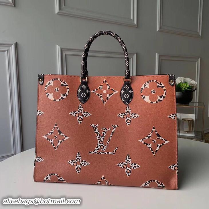 Best Quality Louis Vuitton Monogram Canvas Leopard Print Onthego Tote Bag M44675 Black/White 2019