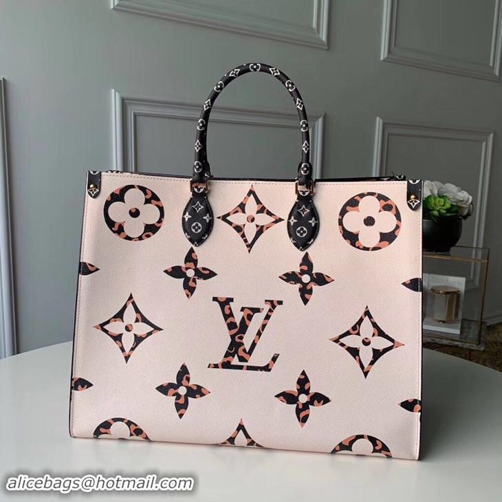 Best Quality Louis Vuitton Monogram Canvas Leopard Print Onthego Tote Bag M44675 Black/White 2019