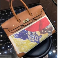 Purchase Hermes Birkin 35 Bag in Print Leather 630115 Brown/Canvas