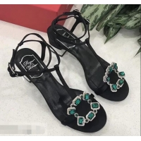 Hot Sell Roger Vivier Podium Crown Jewels Sandals 5cm R8429 Black 2018