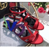 Promotion Design Popular Roger Vivier Crystal Silk Flat Sandals R8521 Red 2018