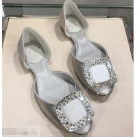 Grade Imitation Roger Vivier Chips Strass Ballerinas R9101 Silk Silver 2019