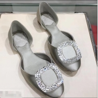 Crafted Imitation Roger Vivier Chips Strass Ballerinas R9101 Silk Silver Gray 2019