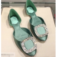 Original Cheap Roger Vivier Chips Strass Ballerinas R9101 Silk Light Green 2019