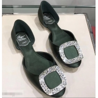 Chic Cheap Roger Vivier Chips Strass Ballerinas R9101 Silk Dark Green 2019