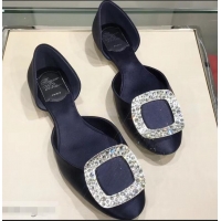 Imitation Roger Vivier Chips Strass Ballerinas R9101 Silk Dark Blue 2019