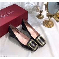 Wholesale Roger Vivier Heel 4.5cm calfskin metal Buckle Pumps R8998 Black 2019