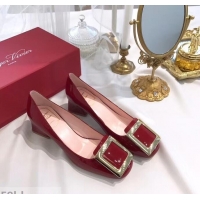 Cheapest Roger Vivier Heel 4.5cm Calfskin Metal Buckle Pumps R8998 Red 2019