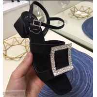 Imitation Roger Vivier Strass Buckle Bikiviv' Heel Sandals R9601 Black